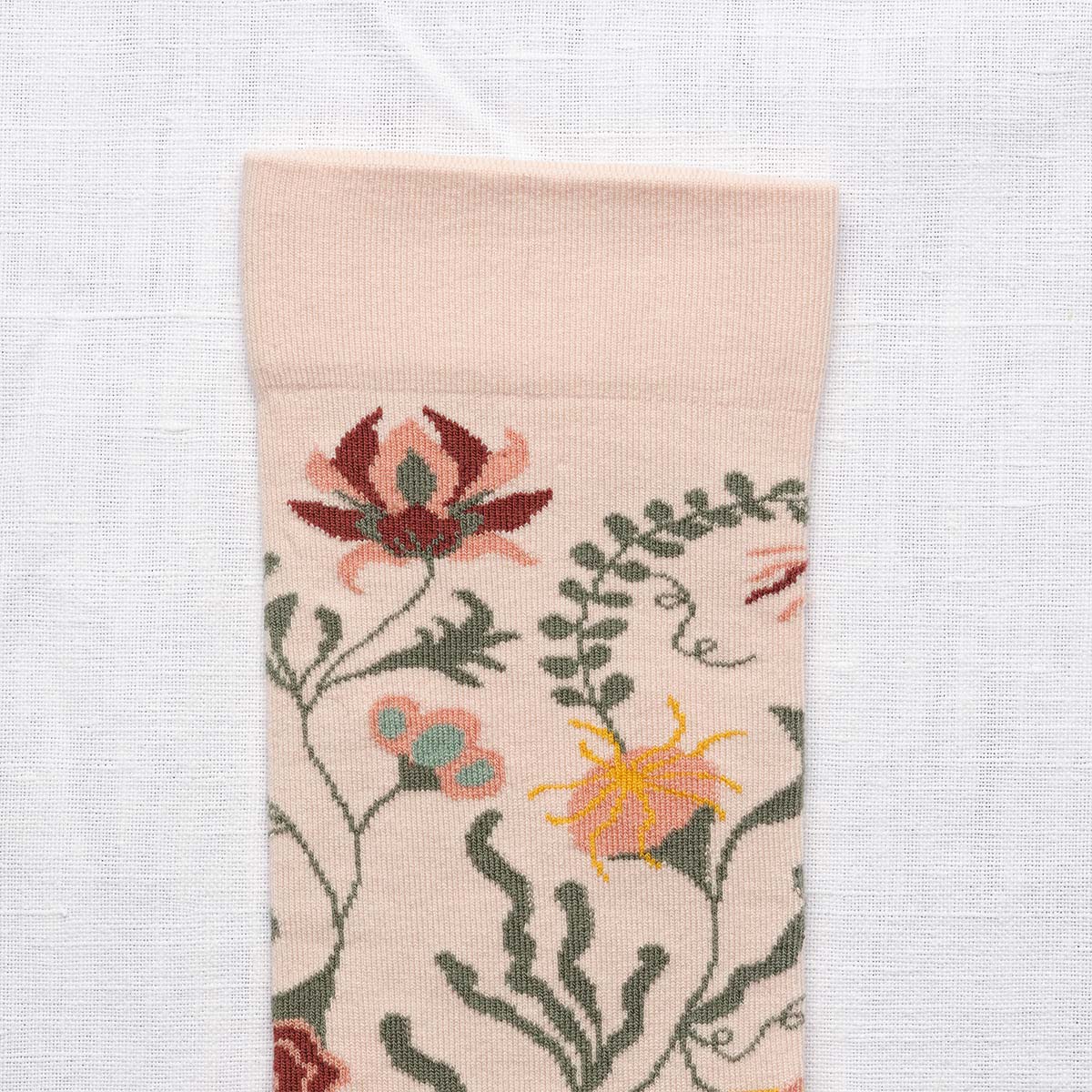 Bonne Maison Indienne Rose Floral Socks close-up detail