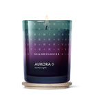 Skandinavisk Aurora candle with a gradient design on a white background