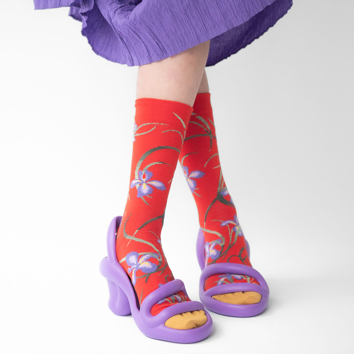 Bonne Maison Iris Rouge Socks on feet