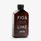 Brown bottle of Fig & Lime shower gel by aeolis on a white background