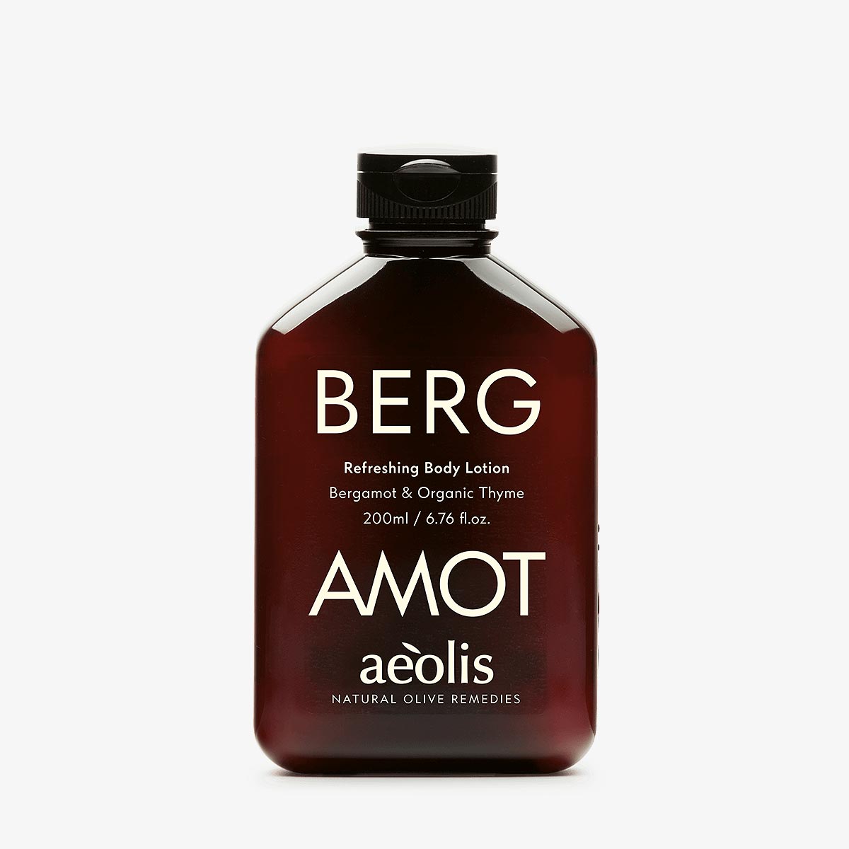 Bergamot aeolis body lotion bottle on a white background