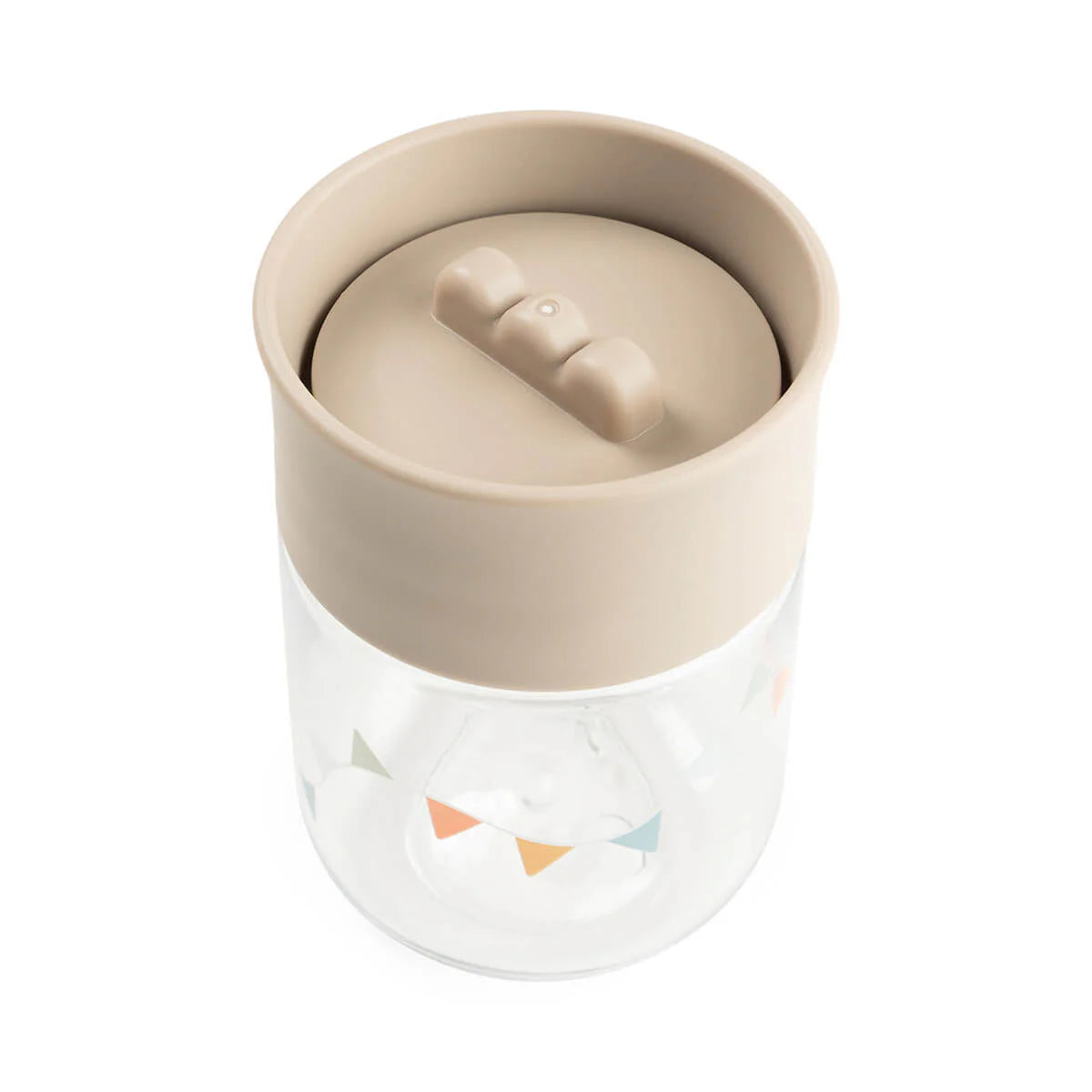 Image taken from above of the Done by Deer 360 drinking cup in the colour sand against a white background.
