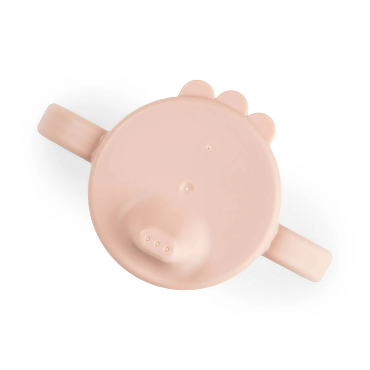 Image taken from above of Done by Deer powder pink grippy spout cup.