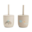 Two beige silicone straw cups by Done by Deer set against a white background.