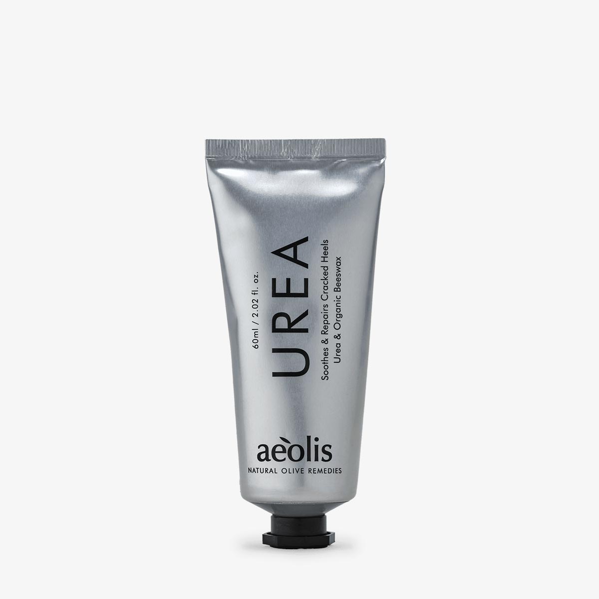 Silver tube of aeolis Urea foot cream on a white background