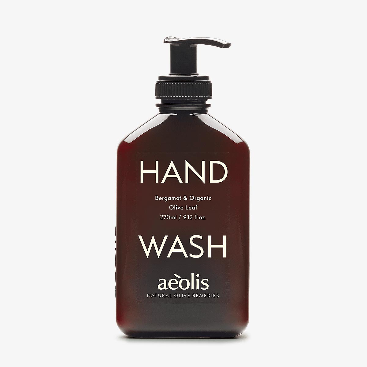 Bottle of aeolis hand wash on a white background