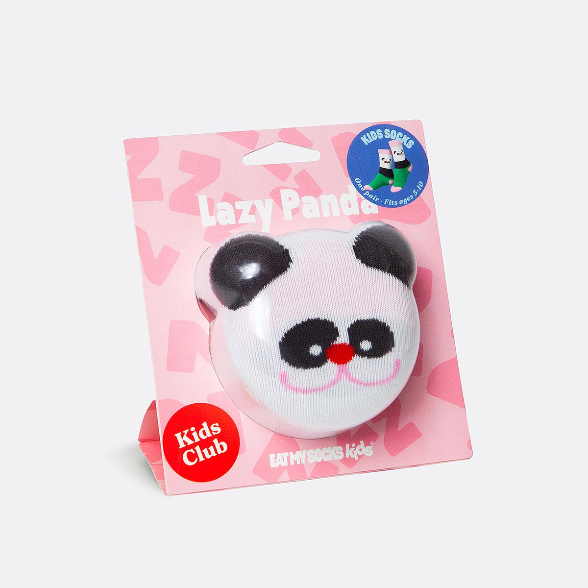 Eat my Socks Panda-socks pink packaging with 'Lazy Panda' branding on a white background