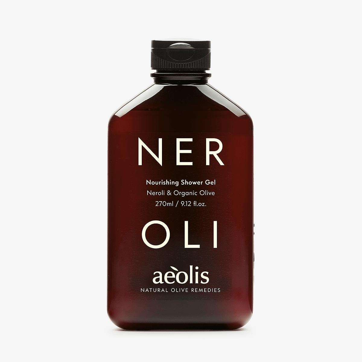 Bottle of aeolis Neroli Shower Gel on a white background